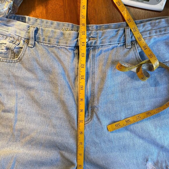 American Eagle Distressed Curvy Mom Jeans Womens 20 38x26 Ankle High Rise Light - Picture 11 of 12